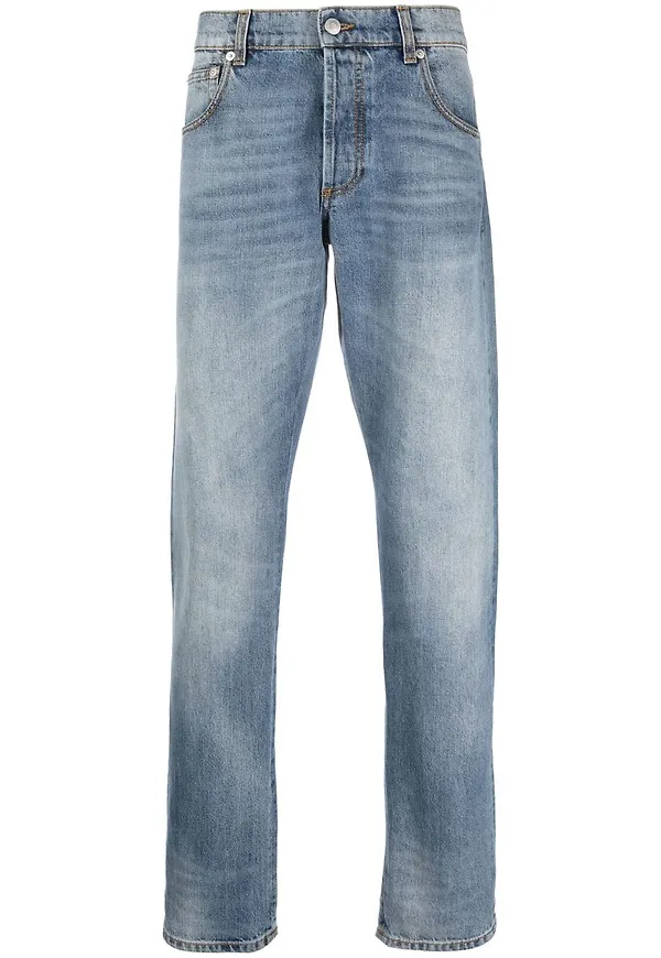 Alexander McQueen stentvättade straight-jeans - Blå