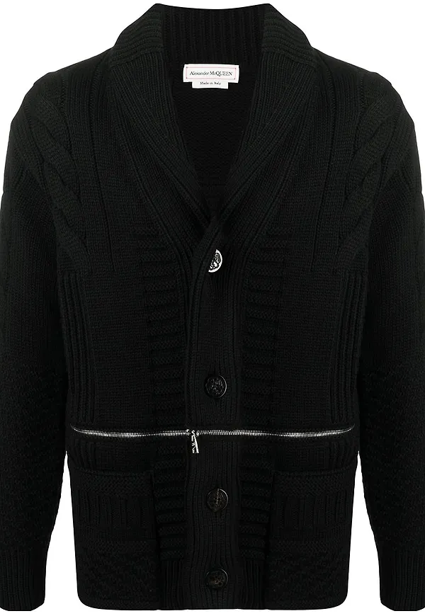 Alexander McQueen stickad kofta - Svart