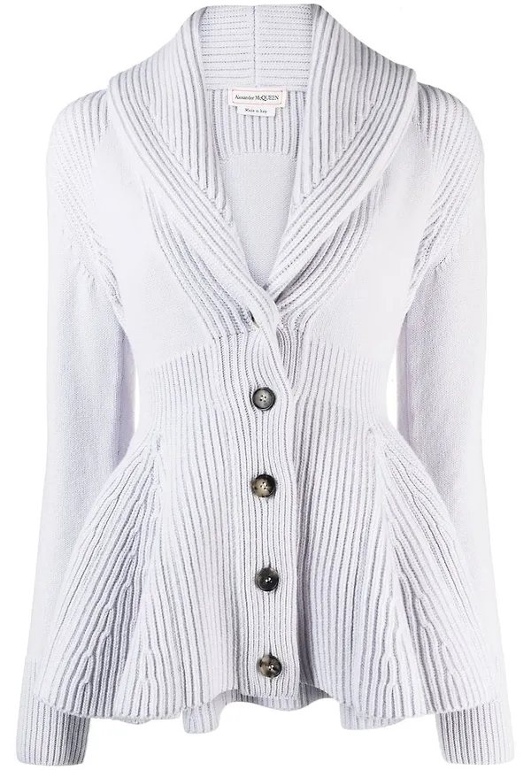 Alexander McQueen stickad peplumjacka - Lila