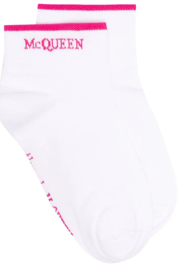 Alexander McQueen stickad strumpor med logotyp - Vit
