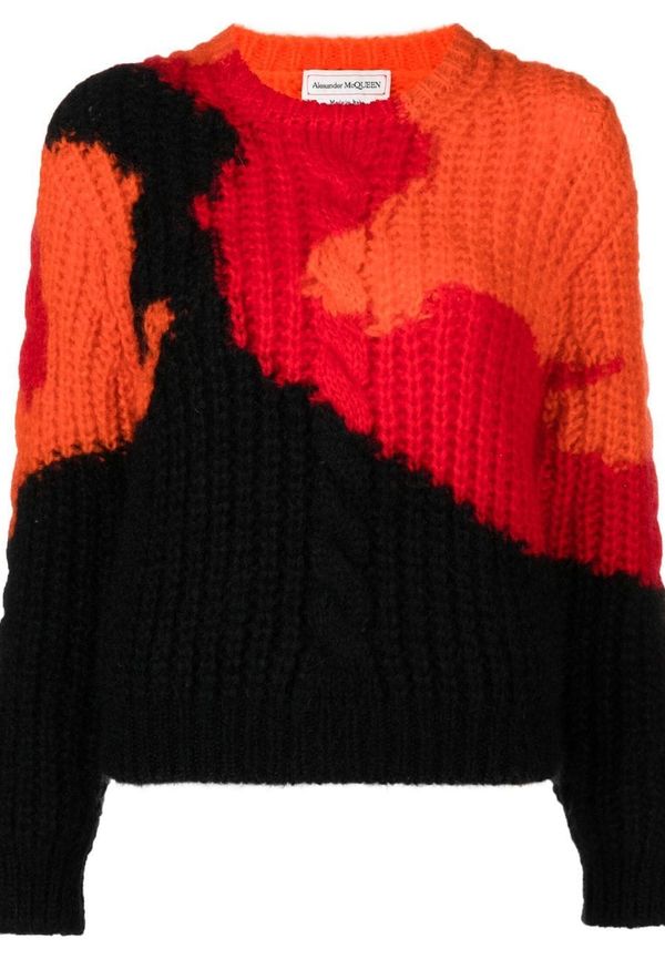 Alexander McQueen stickad tröja med färgblock - Orange