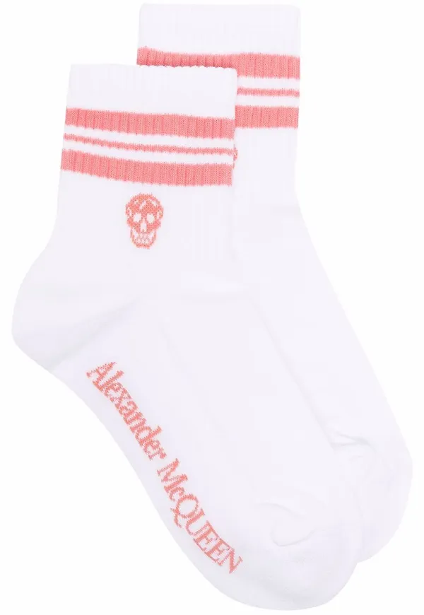 Alexander McQueen stickade strumpor med logotyp - Vit