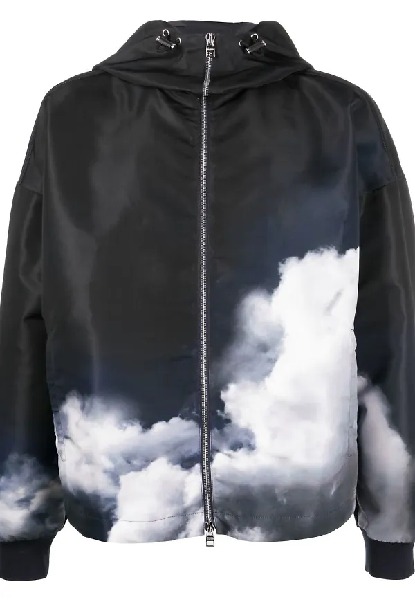 Alexander McQueen Storm Sky jacka med tryck och huva - Svart