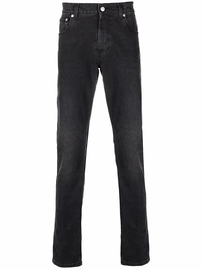Alexander McQueen straight-jeans med broderad logotyp - Grå