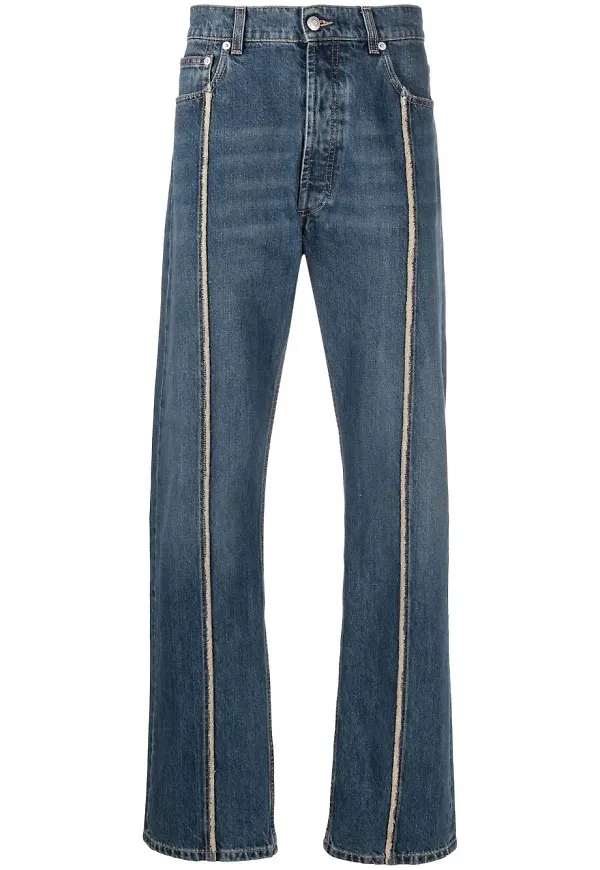 Alexander McQueen straight-jeans med kontrastfärg - Blå