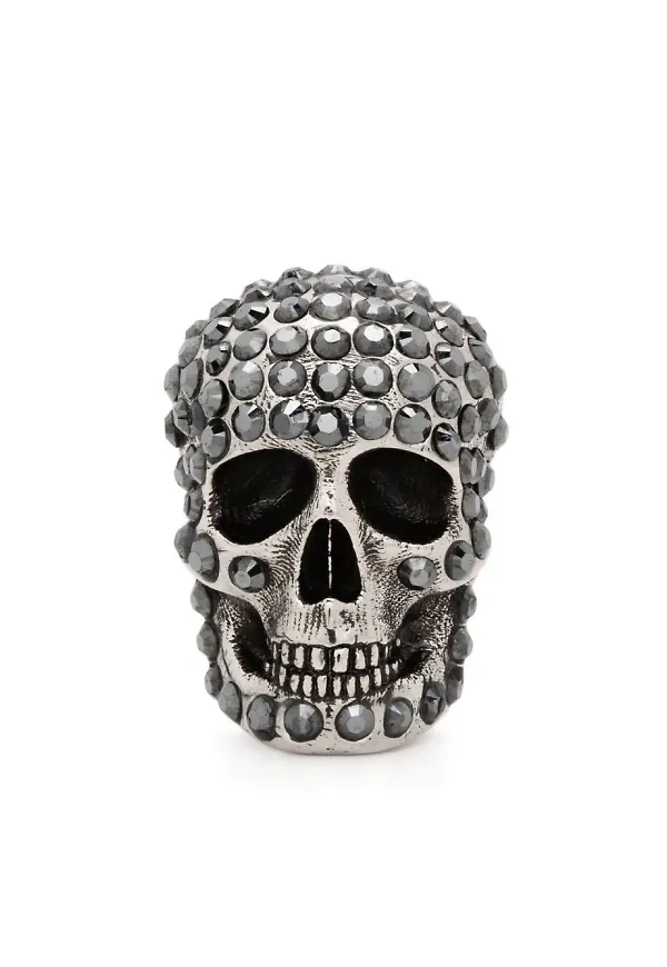 Alexander McQueen strassprydd brosch - Silverfärgad