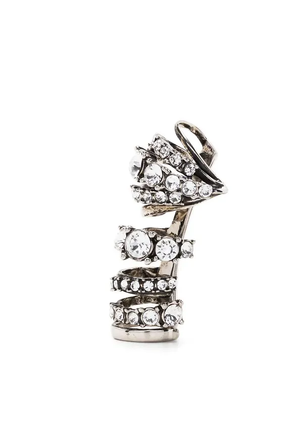 Alexander McQueen strassprydd ear cuff - Silverfärgad
