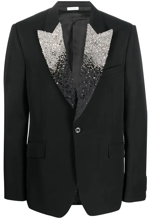Alexander McQueen strassprydd enkelknäppt blazer - Svart