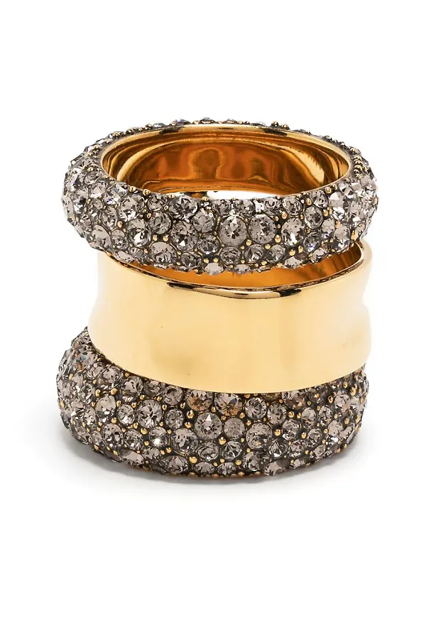 Alexander McQueen strassprydd ring - Guldfärgad