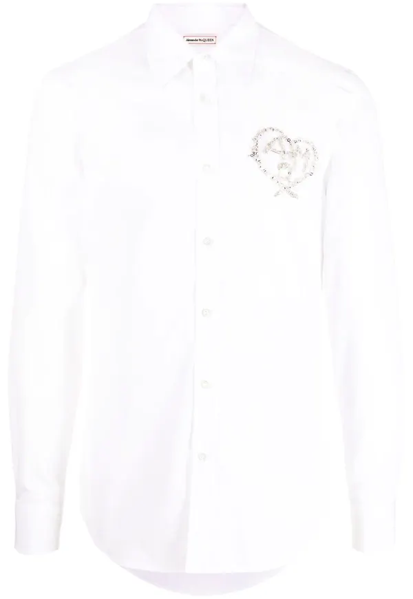 Alexander McQueen strassprydd skjorta - Vit