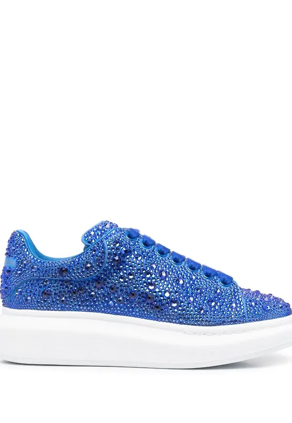 Alexander McQueen strassprydda sneakers - Blå