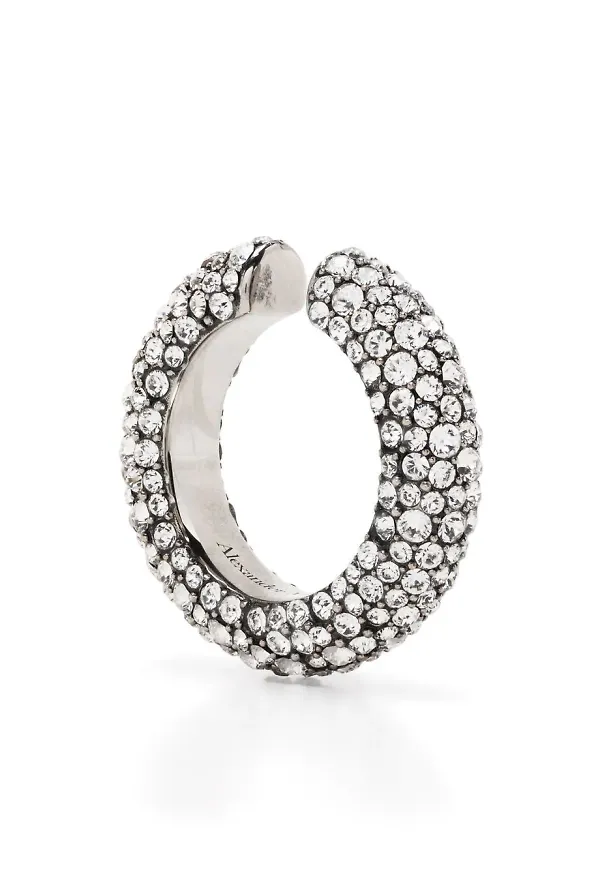 Alexander McQueen strassprytt ear cuff - Silverfärgad