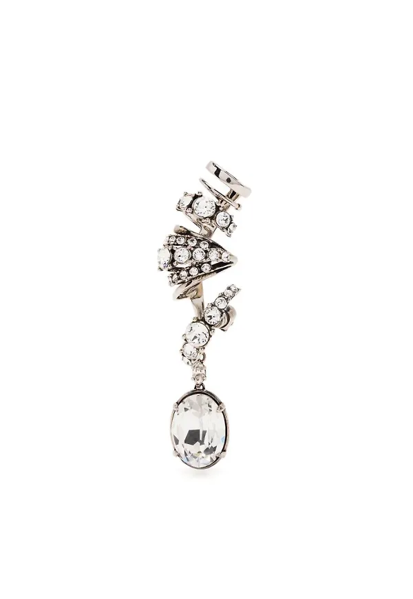 Alexander McQueen strassprytt earcuff - Silverfärgad