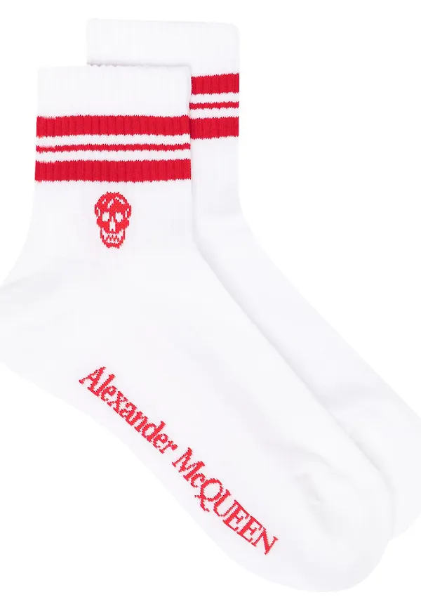 Alexander McQueen strumpor med kantrand - Vit