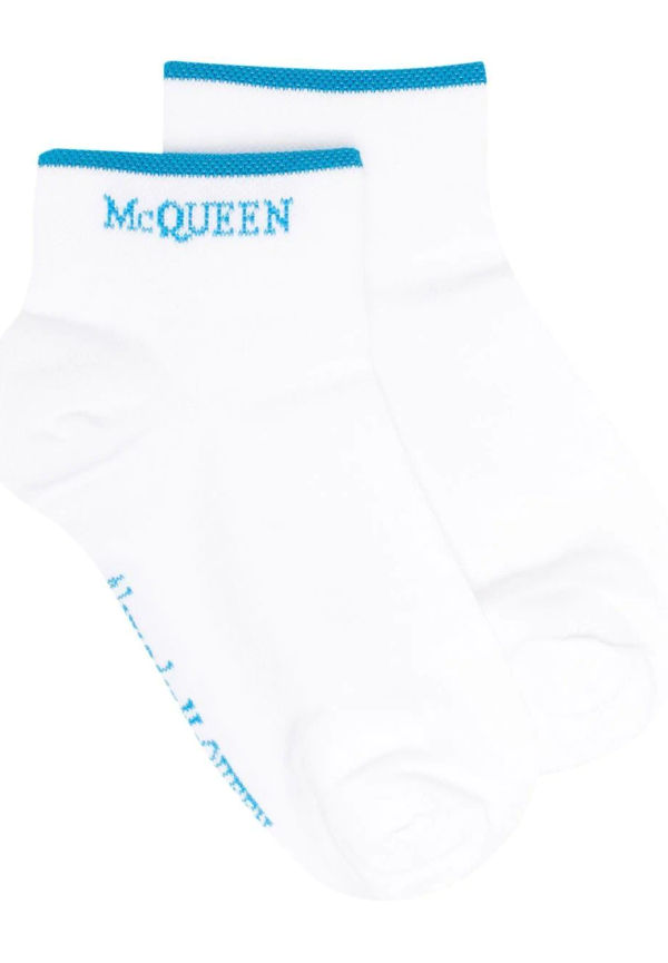 Alexander McQueen strumpor med logotypkant - Vit
