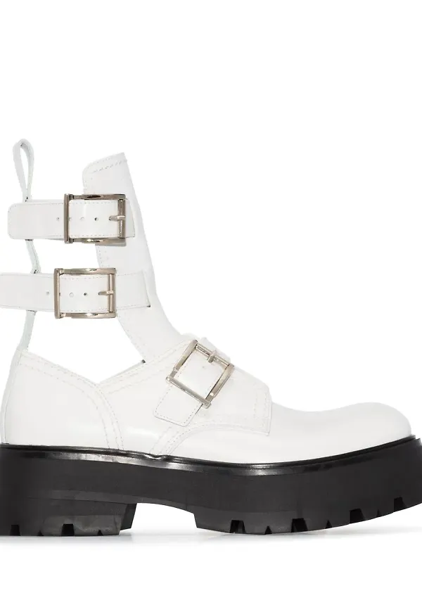 Alexander McQueen stövlar med spänne - Vit