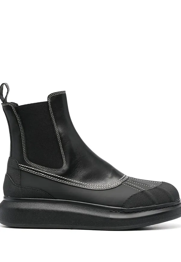 Alexander McQueen stövletter med kontrastsöm - Svart