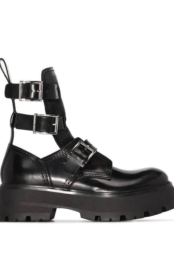 Alexander McQueen stövletter med spänne - Svart