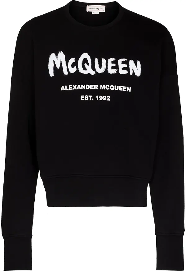 Alexander McQueen sweatshirt med graffititryck - Svart