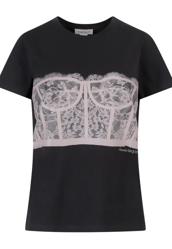 Alexander McQueen T-shirt 691159qzafc Svart, Dam
