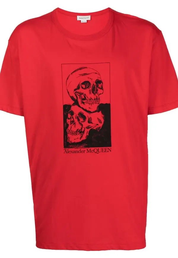 Alexander McQueen t-shirt med dödskalle - Röd