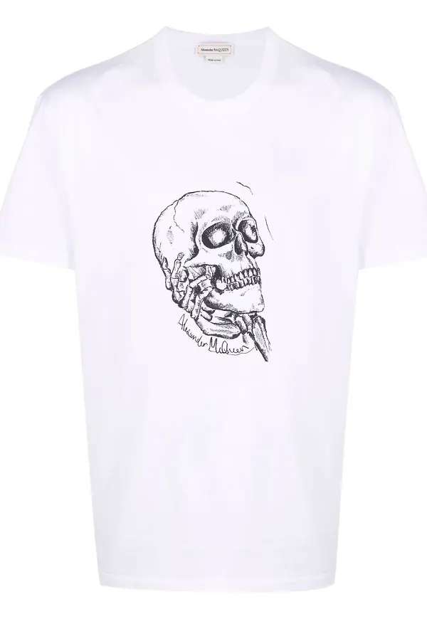 Alexander McQueen t-shirt med dödskalle - Vit