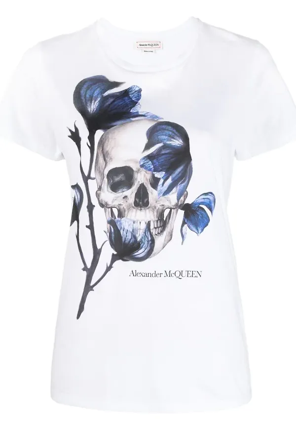 Alexander McQueen t-shirt med dödskalle - Vit