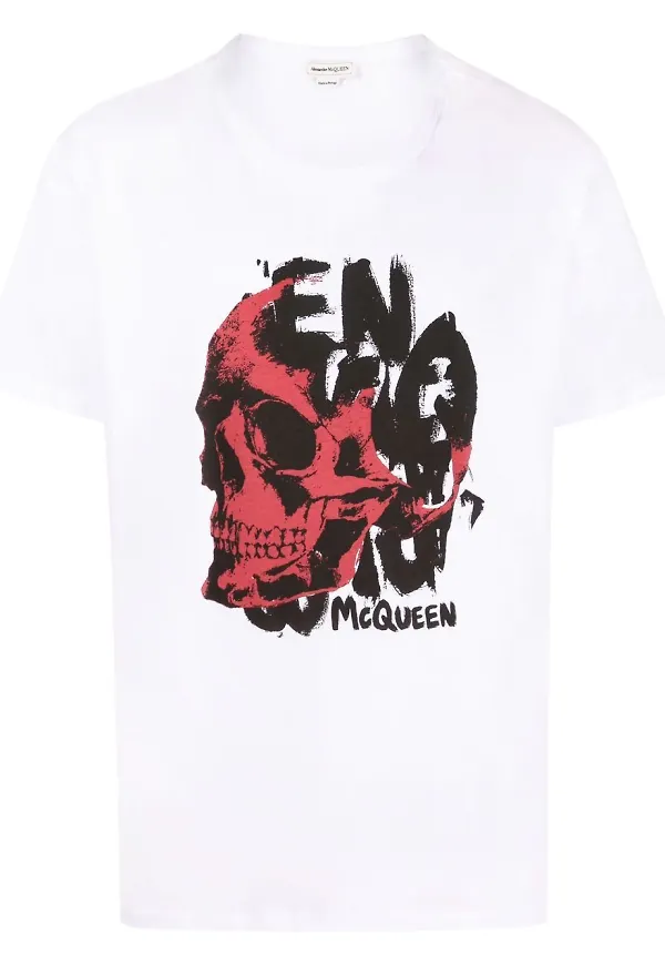 Alexander McQueen t-shirt med dödskalle - Vit