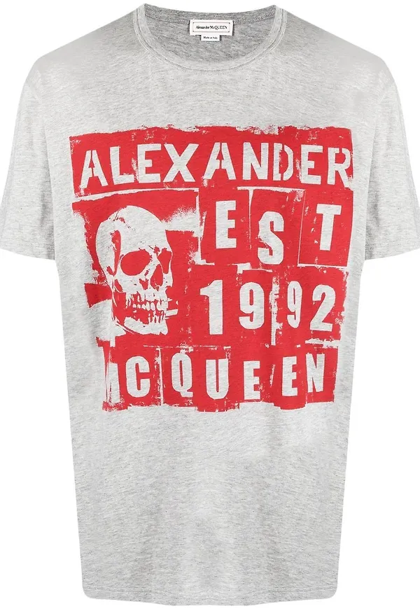Alexander McQueen t-shirt med dödskalletryck - Grå