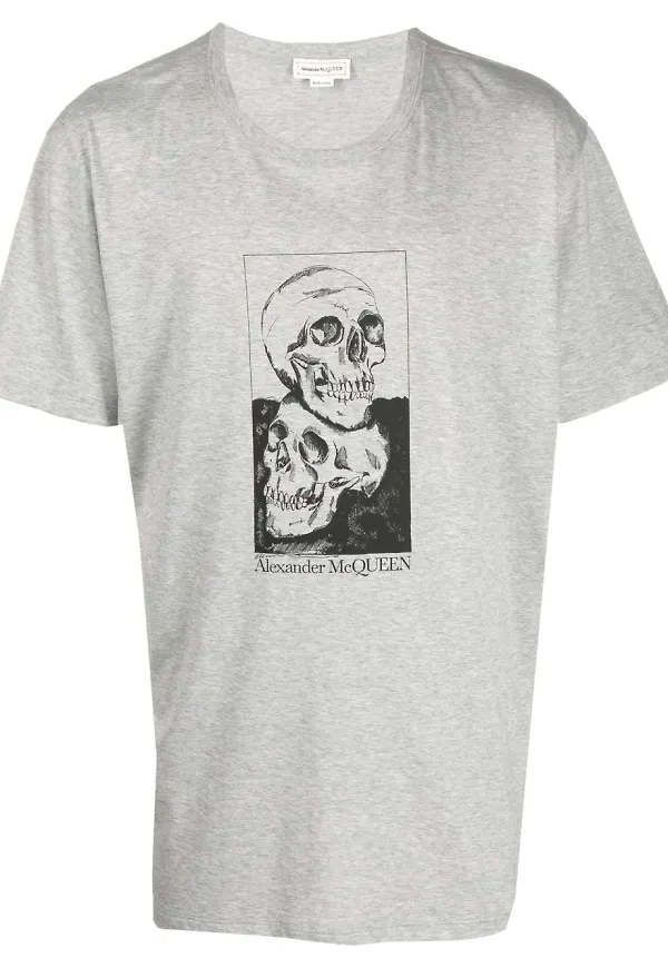 Alexander McQueen t-shirt med dödskalletryck - Grå