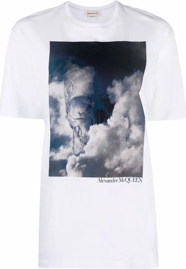 Alexander McQueen t-shirt med dödskalletryck - Vit