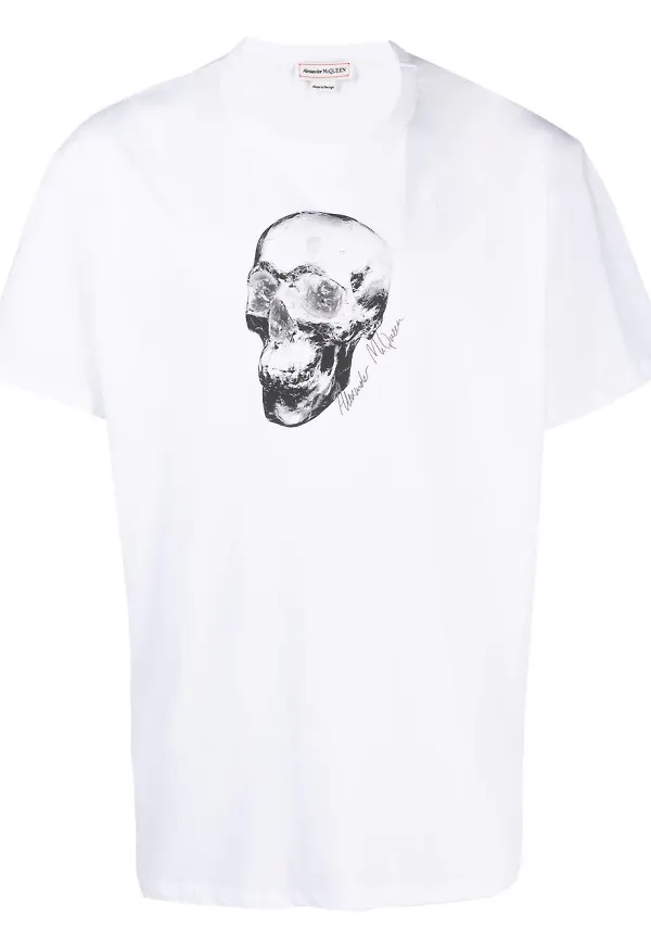 Alexander McQueen t-shirt med dödskalletryck - Vit
