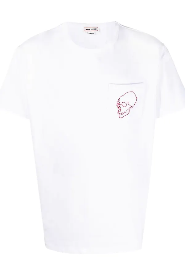 Alexander McQueen t-shirt med dödskalletryck - Vit
