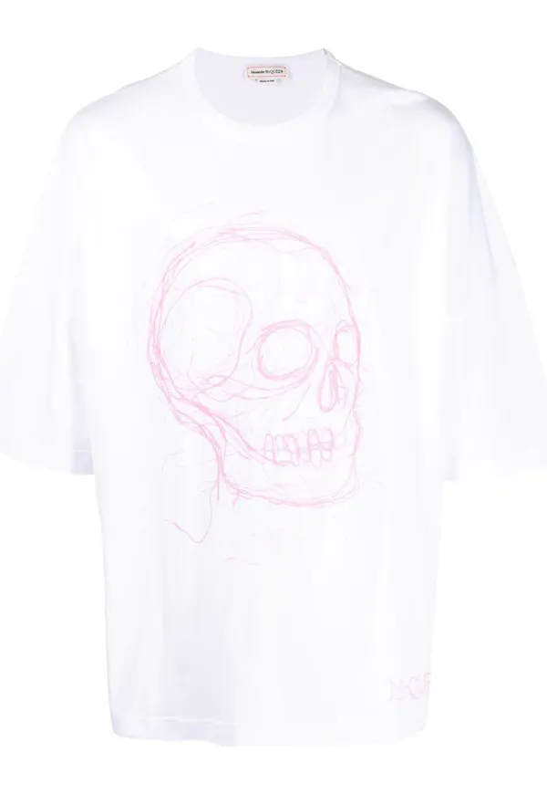 Alexander McQueen t-shirt med dödskalletryck - Vit