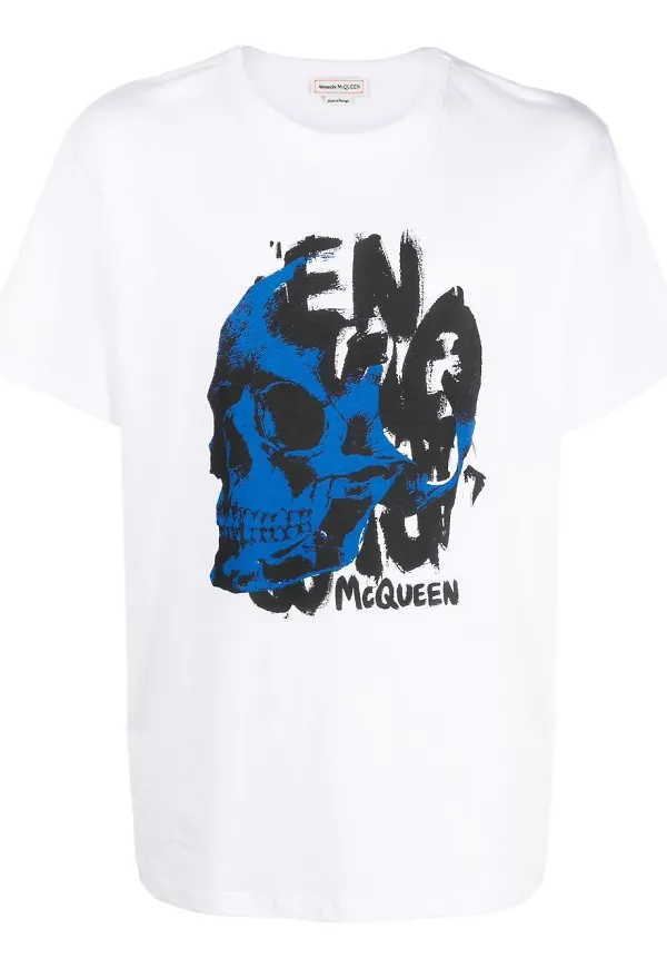 Alexander McQueen t-shirt med dödskalletryck - Vit