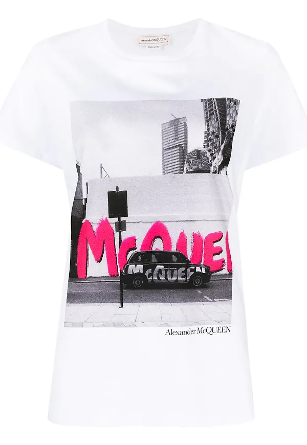 Alexander McQueen t-shirt med fototryck - Vit