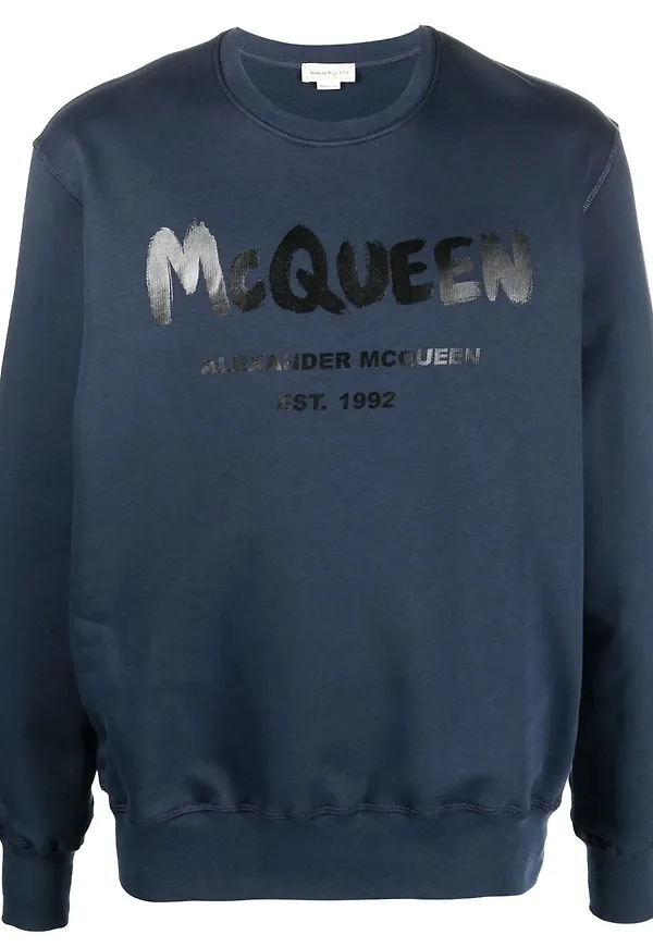 Alexander McQueen t-shirt med graffititryck - Blå