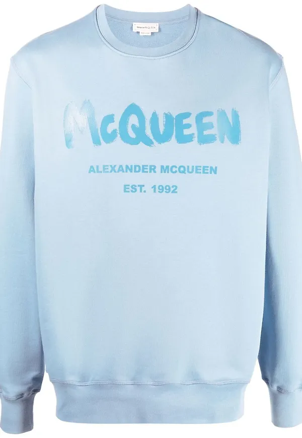 Alexander McQueen t-shirt med graffititryck - Blå
