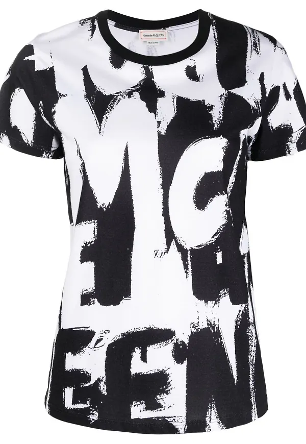 Alexander McQueen t-shirt med graffititryck - Svart