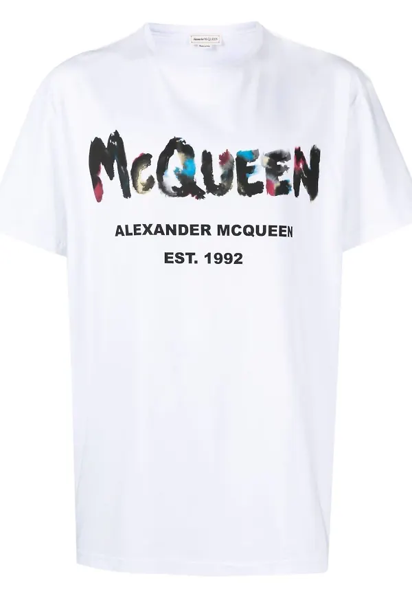 Alexander McQueen t-shirt med graffititryck - Vit