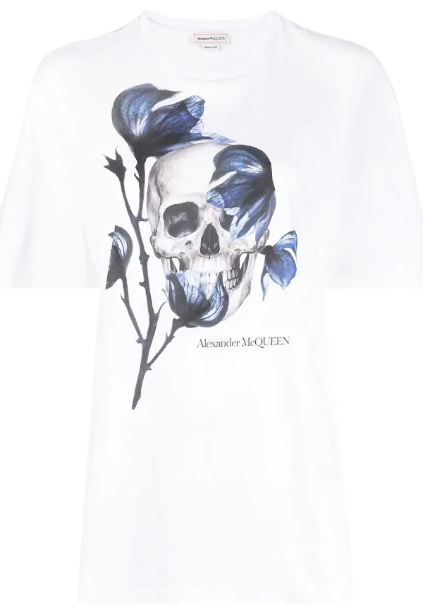 Alexander McQueen t-shirt med grafiskt tryck - Vit