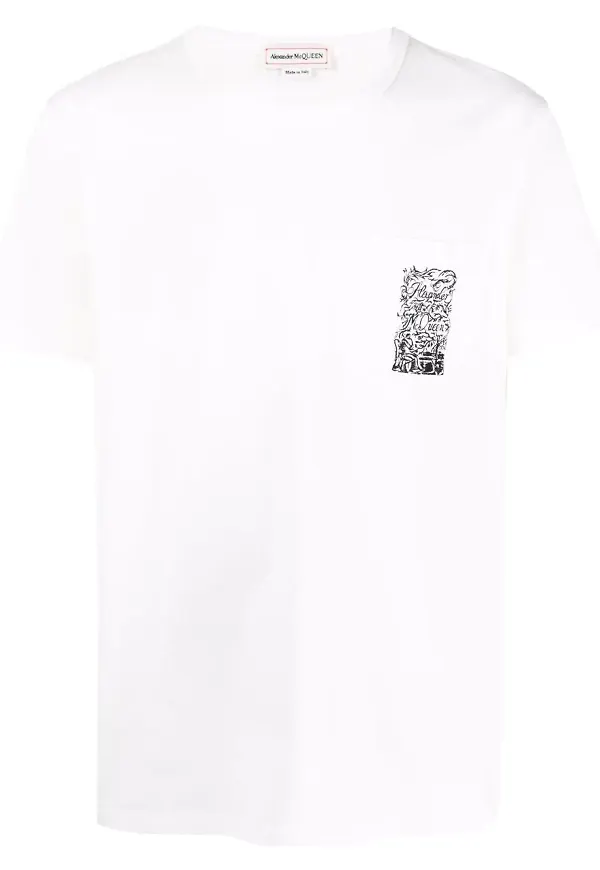 Alexander McQueen t-shirt med illustration - Vit