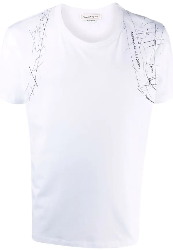 Alexander McQueen t-shirt med illustration - Vit