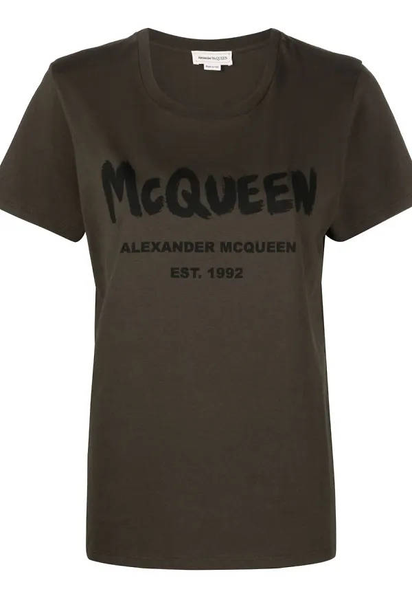 Alexander McQueen t-shirt med logotyp - Grön