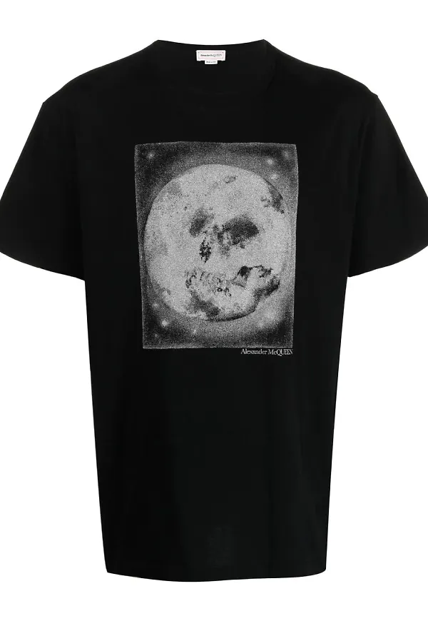 Alexander McQueen t-shirt med måntryck - Svart