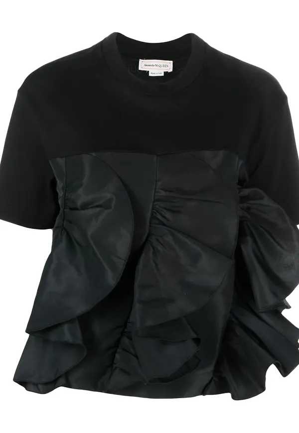 Alexander McQueen t-shirt med panel - Svart