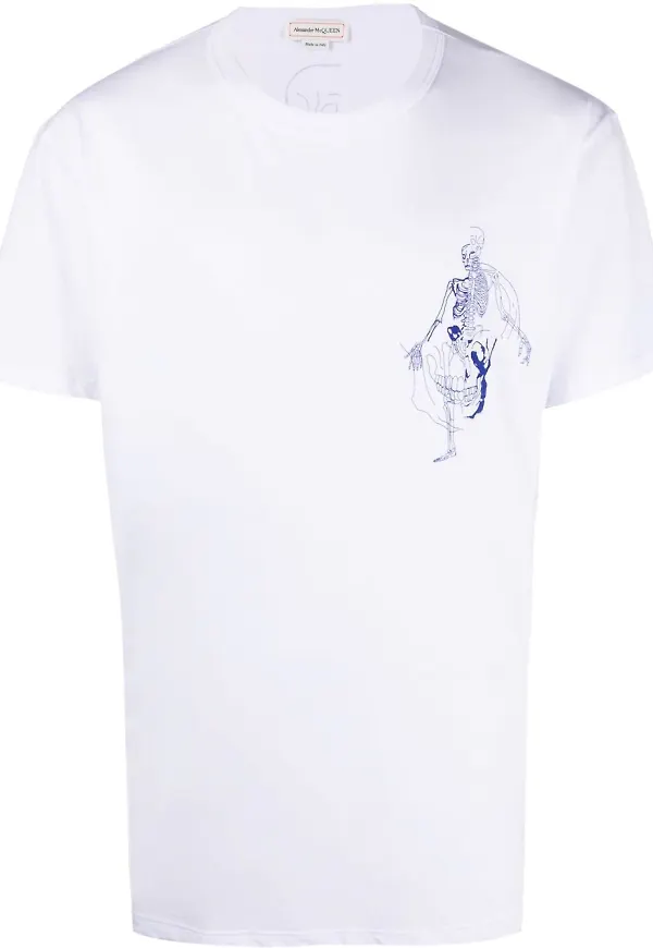 Alexander McQueen t-shirt med skelettryck - Vit