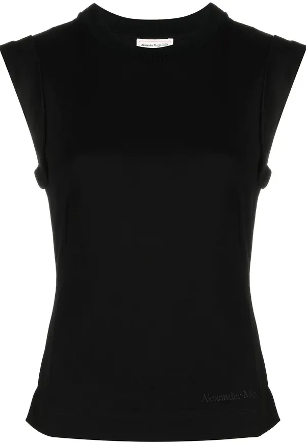Alexander McQueen t-shirt med trumpetärm - Svart