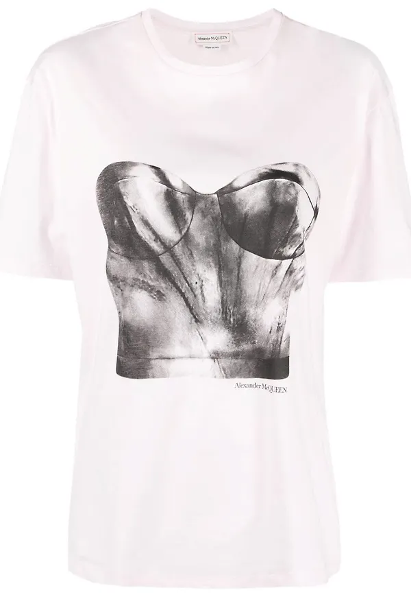 Alexander McQueen t-shirt med tryck - Rosa