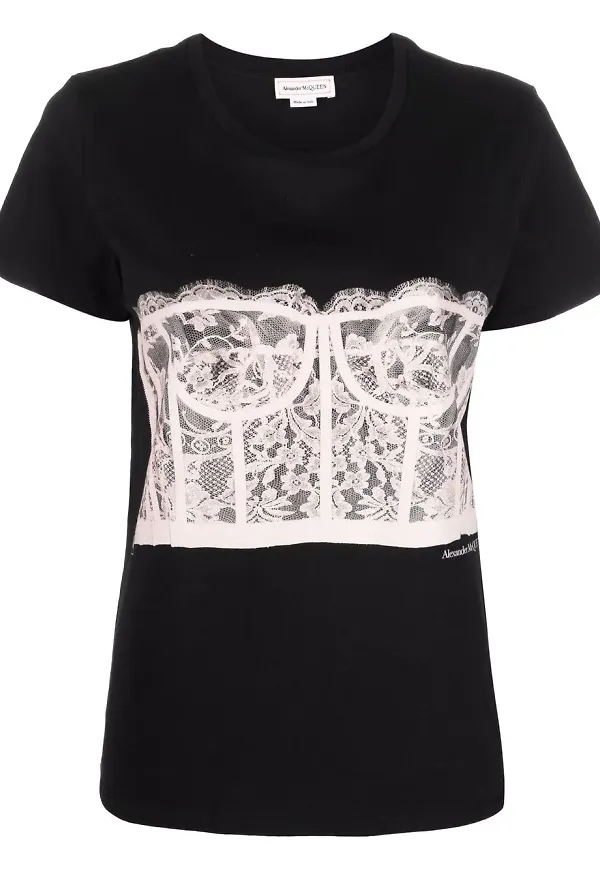 Alexander McQueen t-shirt med tryck - Svart